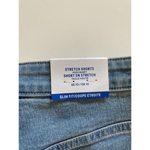 H&M Slim Fit High Waist Stretch Denim Shorts Size 32 US 10 New - Picture 3 of 7